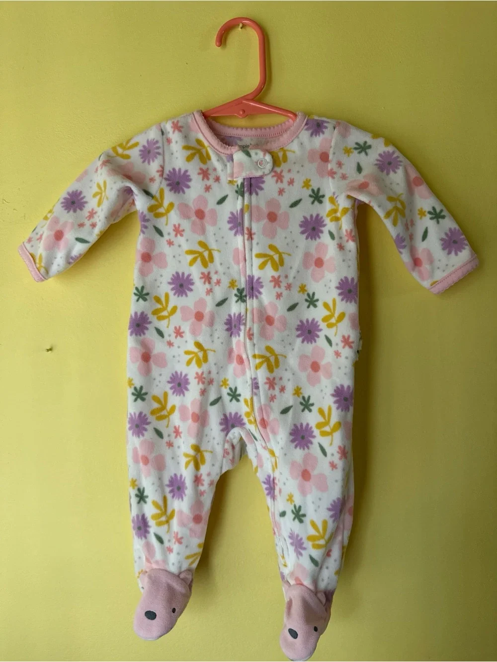 Carter's Pastel Floral Footed Fleece One-Piece